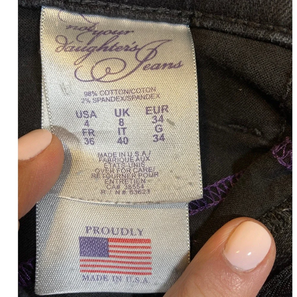 NYDJ Not Your Daughters Jeans Womens 4 Black Bootcut‎ Rhinestone Lift Tuck USA